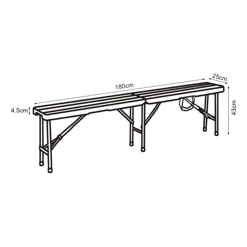 Schizzo in scala Set di 2 Panche Pieghevoli Lillestrøm 180x25x43 cm Marrone Effetto Legno [en.casa]