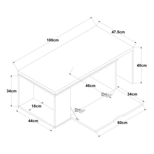 Beistelltisch Österåker 100x47,5x40 cm Holzoptik/Weiß [en.casa]