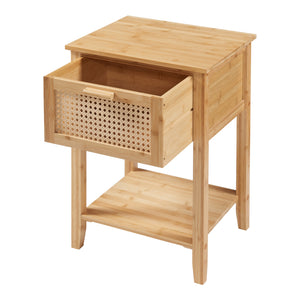 Table de chevet Leirfjord bambou 60 x 40 x 35 cm naturel aspect rotin [en.casa]