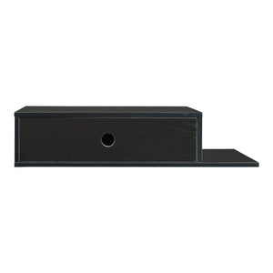 Mensola da Parete Stor con Cassetto Integrato e Ripiano Laterale - Nero [en.casa]