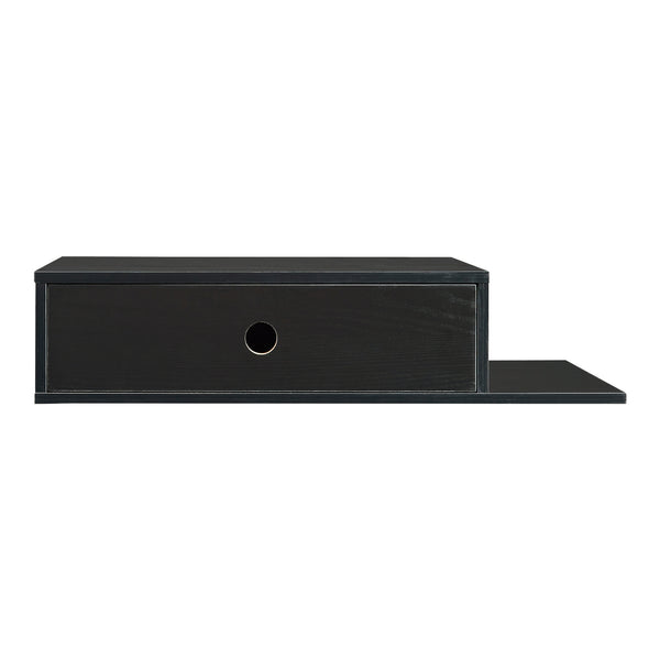 Mensola da Parete Stor con Cassetto Integrato e Ripiano Laterale - Nero [en.casa]