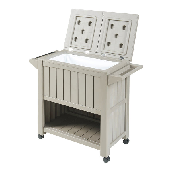 Chariot de service avec glacière Arsita 102 x 47 x 87 cm beige aspect bois casa.pro