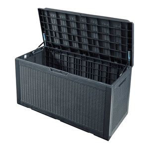 Coffre de jardin Atella 122 x 55 x 65 cm noir effet rotin casa.pro