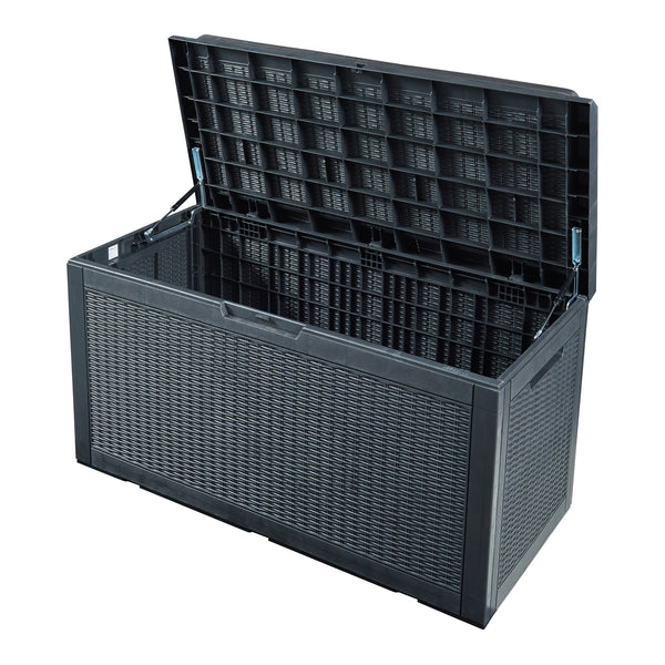 Coffre de jardin Atella 122 x 55 x 65 cm noir effet rotin casa.pro