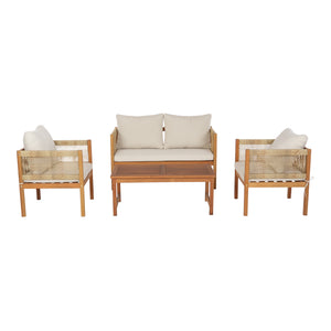Salon de jardin 4 pièces Cannole bois d'acacia naturel beige casa.pro