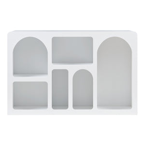 Consolle Rettangolare Vågå con 6 Scomparti Geometrici 110x30x70 cm Bianco [en.casa]