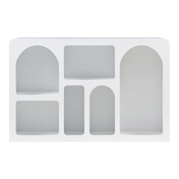 Consolle Rettangolare Vågå con 6 Scomparti Geometrici 110x30x70 cm Bianco [en.casa]