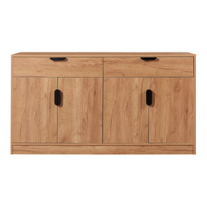 Comò Varkaus con 2 Cassetti e 4 Ante 75 x 140 x 40 cm - Effetto Rovere [en.casa]
