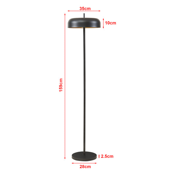 Lampada da Terra Barton con Paralume Tamburo Piatto - Metallo Nero lux.pro 