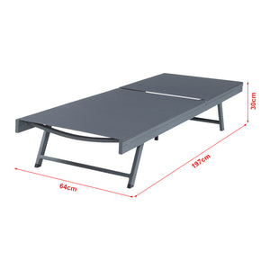 Chaise longue de jardin Baragiano 197 x 64 x 30 cm anthracite gris foncé casa.pro