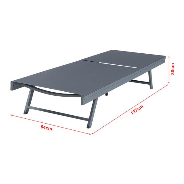 Chaise longue de jardin Baragiano 197 x 64 x 30 cm anthracite gris foncé casa.pro