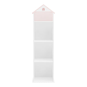 Libreria Vipsali a Forma di Casa per Cameretta 140 x 40 x 35 cm - Bianco / Rosa [en.casa]