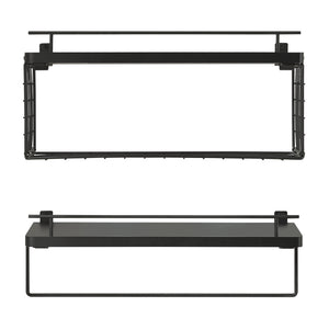 Set di 2 Mensole Vik con Porta Asciugamani e Scomparto Aperto - Nero [en.casa]