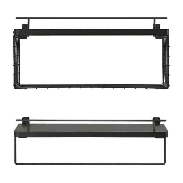 Set di 2 Mensole Vik con Porta Asciugamani e Scomparto Aperto - Nero [en.casa]