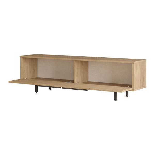 TV Schrank Kvænangen Eichen- und Rattanoptik [en.casa]