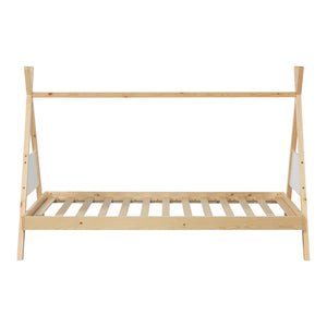 Tipi-Bett Siikajoki mit Matratze 90x200cm Kiefernholz Natur [en.casa]