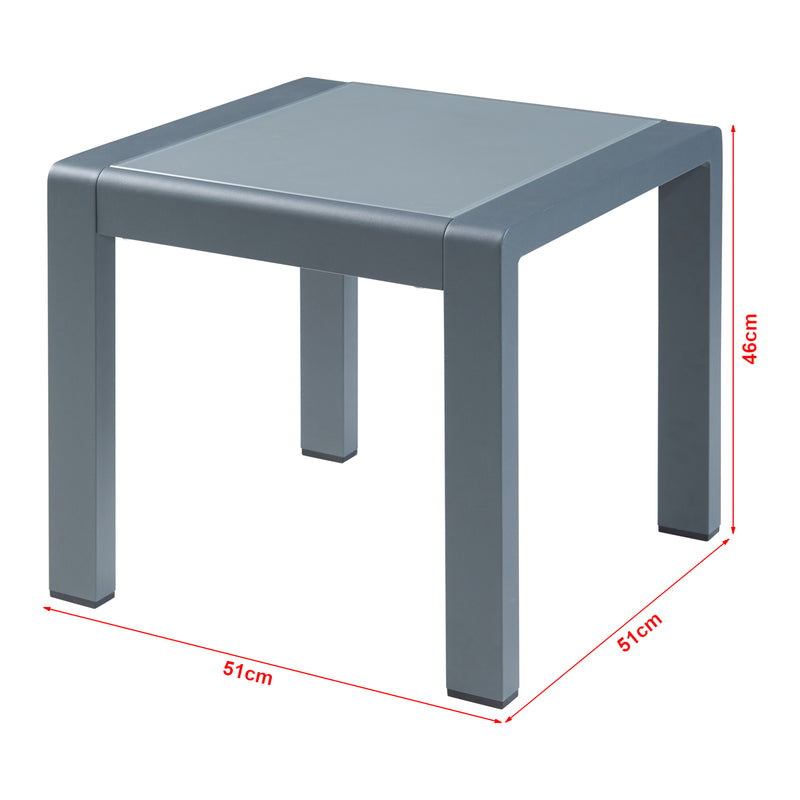 Maßskizze Outdoor-Sesselset mit Tisch Avise 3-tlg. Aluminium [casa.pro]
