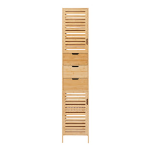 Meuble colonne de salle de bain Boksereys bambou 180 x 35 x 35 cm [en.casa]