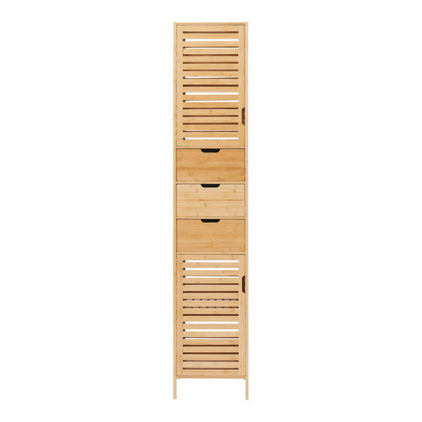 Meuble colonne de salle de bain Boksereys bambou 180 x 35 x 35 cm [en.casa]