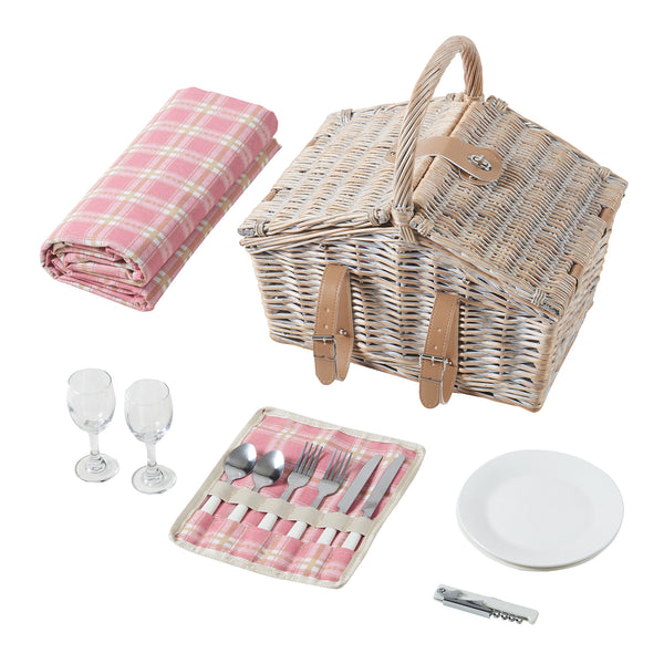 Panier de pique-nique pour 2 personnes Bucchianico naturel rouge casa.pro