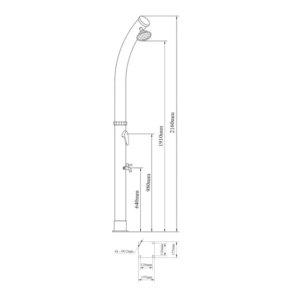 Douche solaire de jardin Kebomi 216 cm 18 L casa.pro