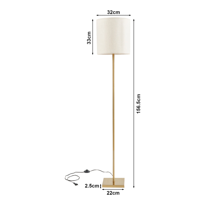 Maßskizze Stehleuchte Fildholm 157cm Messingfarben/Leinenoptik [lux.pro]