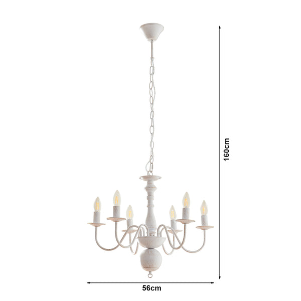 Kronleuchter Berkeley Metall Vintage-Weiß [lux.pro]