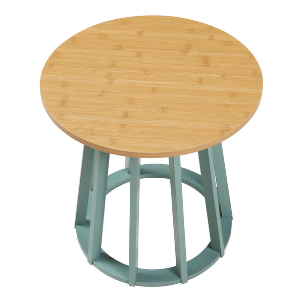 Table d'appoint Lensuu effet chêne / vert pastel [en.casa]