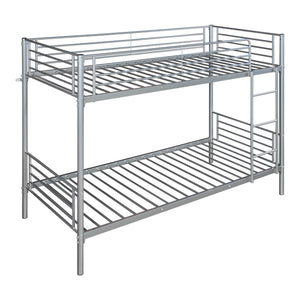 Metall-Etagenbett Soppsar mit 2 Matratzen 200x90 cm Silber [en.casa]