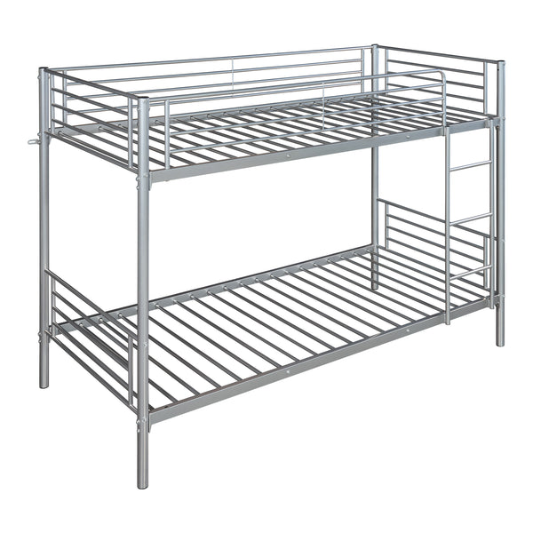Metall-Etagenbett Soppsar mit 2 Matratzen 200x90 cm Silber [en.casa]