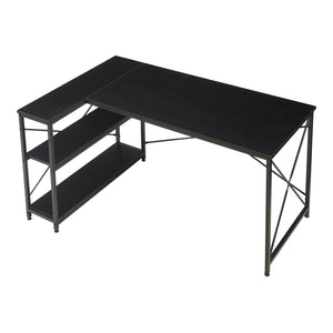 Scrivania Angolare Raundsvalt Tavolo a L con Laterale Reversibile 137x88x75 cm Nero [en.casa]