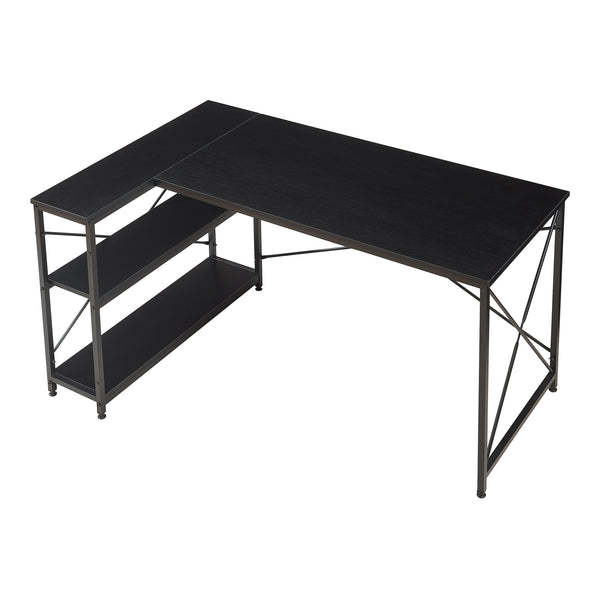 Scrivania Angolare Raundsvalt Tavolo a L con Laterale Reversibile 137x88x75 cm Nero [en.casa]