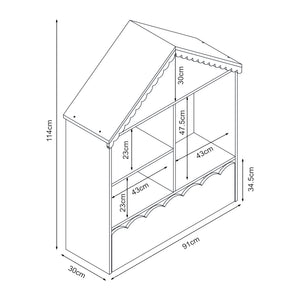 Scaffale Vestnes con 4 Vani Portaoggetti e Cassetto per Cameretta - Rosa/Bianco [en.casa]
