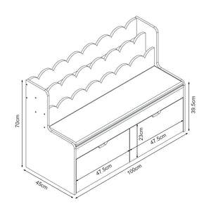 Panca Vestnes con Scaffale e 2 Cassetti per Cameretta - Rosa/Bianco [en.casa]