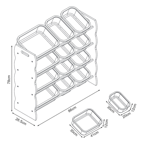 Scaffale Vestnes per Cameretta Mobile Contenitore a Scaletta - Rosa/Bianco [en.casa]
