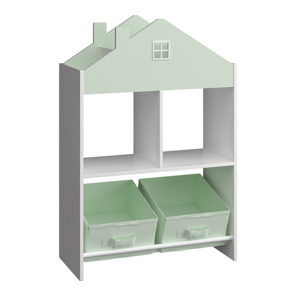 Scaffale per Cameretta Vipsali Design a Casetta 90x60x27 cm Menta Verde / Bianco [en.casa]