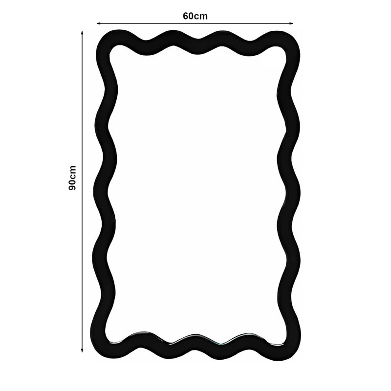 Schizzo in scala Specchio Ondulato da Parete Koster Montaggio Verticale e Orizzontale 90x60 cm Nero [en.casa] 