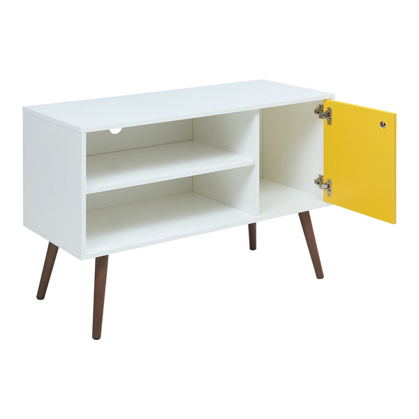 Meuble TV Vare 100 x 40 x 66 cm blanc / jaune [en.casa] 