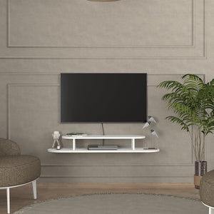 Mobile Porta TV Targema da Parete a Forma Ellittica 120 x 30 x 16 cm - Bianco [en.casa]