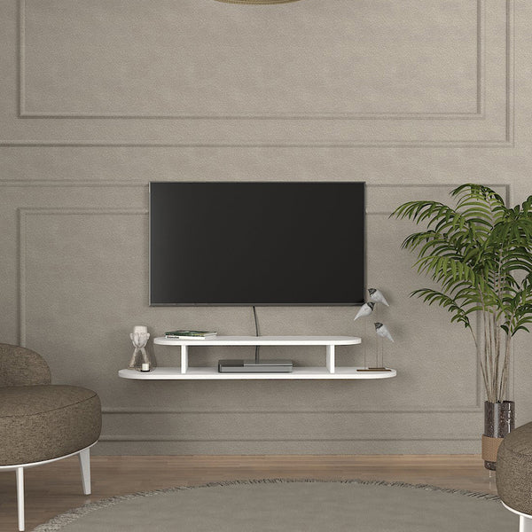 Mobile Porta TV Targema da Parete a Forma Ellittica 120 x 30 x 16 cm - Bianco [en.casa]