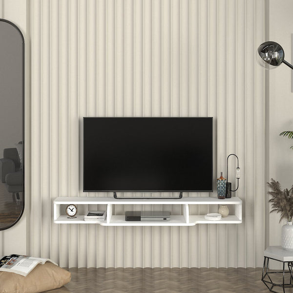 Meuble TV Aar mural 135 x 30 x 16 cm blanc [en.casa] 