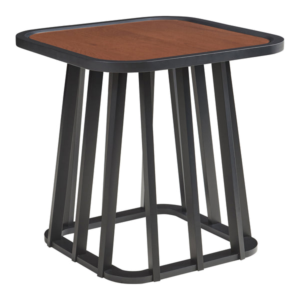Tavolino Quadrato Burgess da Salotto 51x51x51 cm - Nero/Effeto Noce [en.casa]