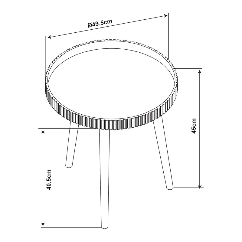 Schizzo in scala Tavolino Basso Bongard a Piano Rotondo Ø50 x 45 cm -  Bianco [en.casa]