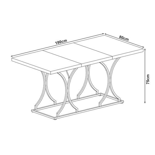 Tavolo da Pranzo Foga 180x80x75 cm Effetto Marmo Bianco / Oro [en.casa] 