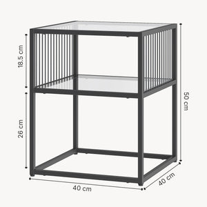 Table d’appoint Tronevn avec plateau en verre 50 x 40 x 40 cm noir [en.casa]