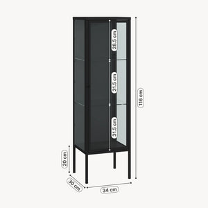Armoire vitrine Borshavisa 116 x 34 x 30 cm acier noir [en.casa] 