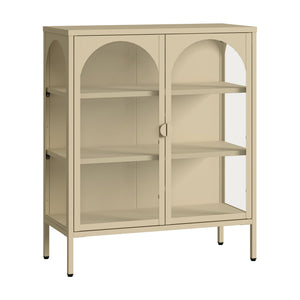 Vetrina-Sideboard Klippestad Acciaio 95x80x35 cm Colore cammello [en.casa]