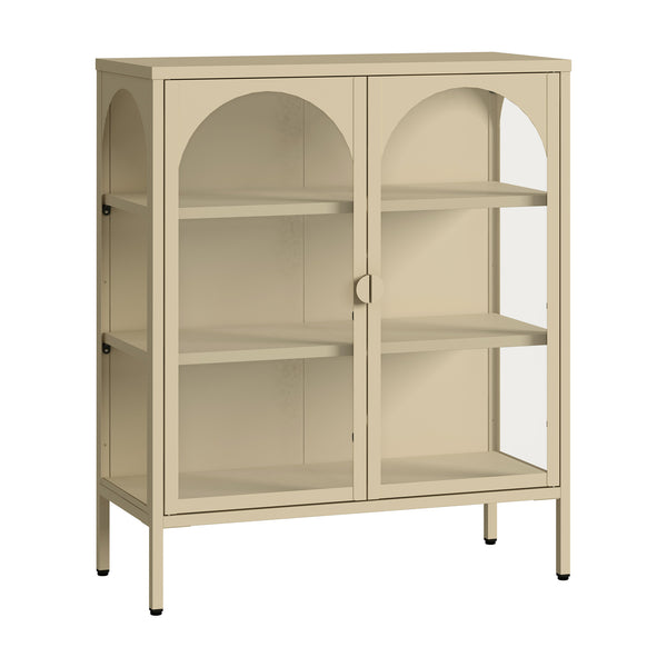 Vetrina-Sideboard Klippestad Acciaio 95x80x35 cm Colore cammello [en.casa]