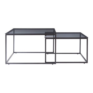 Set Tromlaslo di 2 Tavolini Sovrapponibili con Piano in Vetro Fumé Grigio [en.casa]