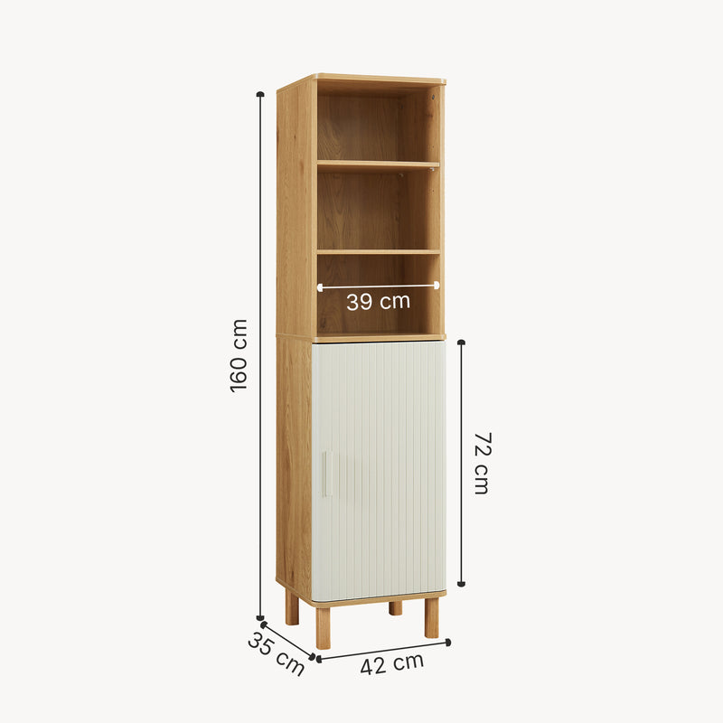 Croquis coté Armoire de salle de bains Ferrersp 160 x 42 x 35 cm effet chêne / couleur sable [en.casa] 